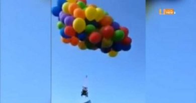 Detenido por atar 137 globos de helio a una silla de ruedas con su suegra para que volase